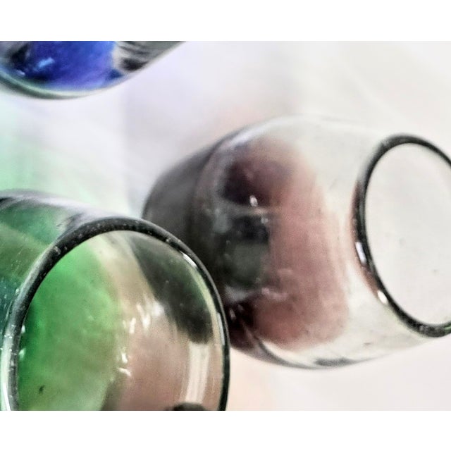 Mexican Jewel Toned Crackle Stemless Goblets- Set of Six For Sale - Image 3 of 16