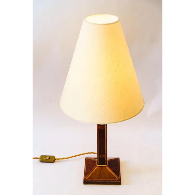Big Art Deco Table Lamp Wood with Inlay, Vienna, 1920s For Sale - Image 4 of 9
