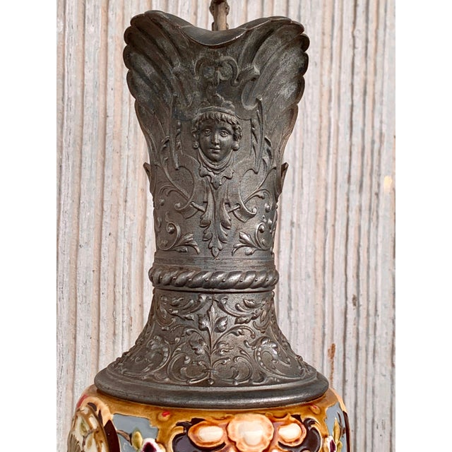 19th Century French Hand Painted Faience Ewer Vase For Sale In Miami - Image 6 of 18