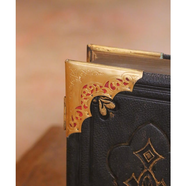 19th Century English Leather Bound Holy Bible With Brass Mounts and Clasps For Sale - Image 14 of 14