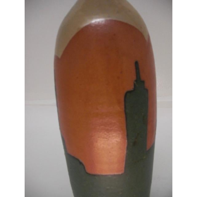 Vintage Studio Pottery Vase With Three-Color Glaze Design For Sale - Image 4 of 14