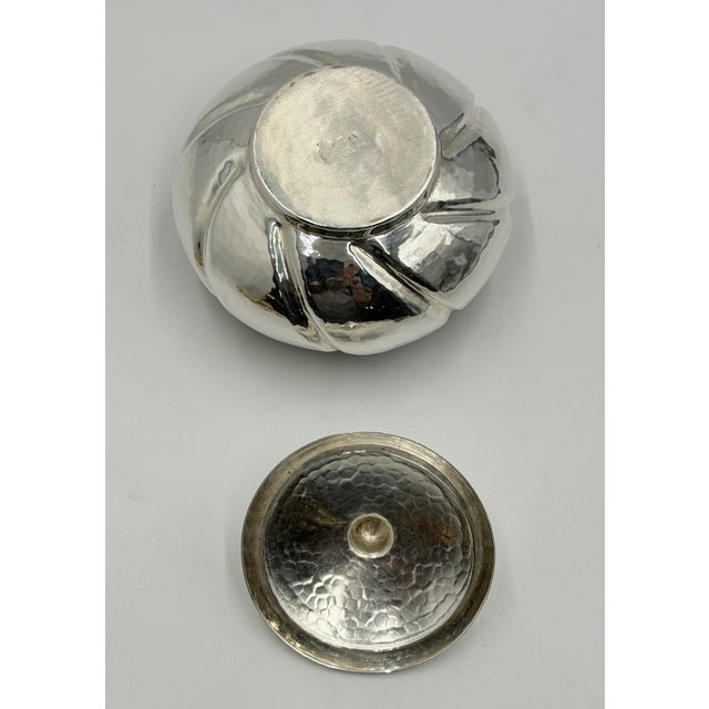 1960s Los Castillo Taxco Silver Plate & Malachite Lidded Bowl, Mexican Modernism For Sale - Image 17 of 18