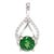 Tsavorite Pendant with Natural Diamonds in Solid 14K White Gold Round 5.5mm For Sale