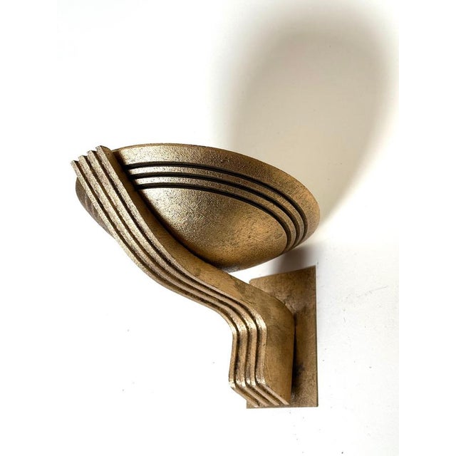 Metal Art Deco Sculptural Gilded Olympia Wall Light by Bernd Beisse, 1980s For Sale - Image 7 of 18