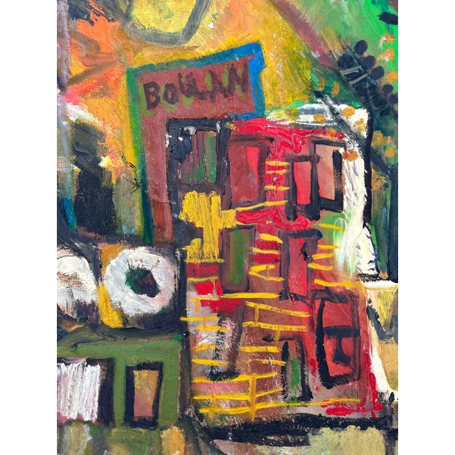 1960s 1960’s Vintage Original Abstract Expressionist French Oil Painting Signed Aiello For Sale - Image 5 of 7