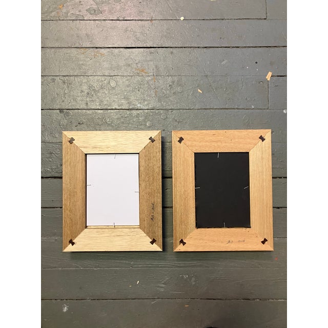 Contemporary 2 Original Wayne Cunningham Abstract Marker Drawings Chunky Gold Frames-a Pair For Sale - Image 4 of 4