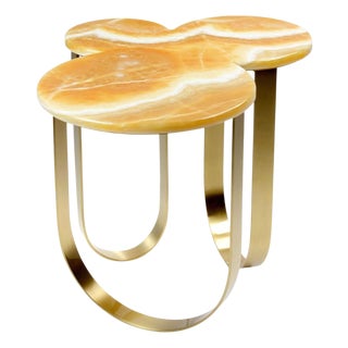 Cloud Side Table in Onyx and Brushed Brass by Barberini & Gunnell For Sale