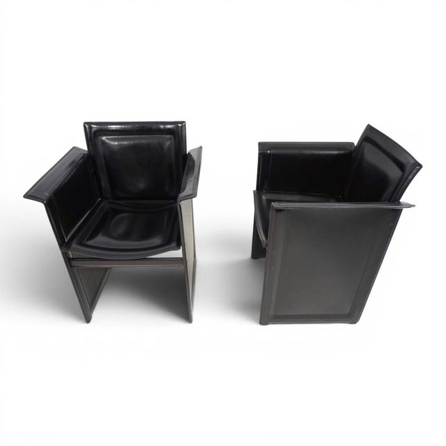 Solaria Chairs in Black Leather by Tito Agnoli for Arrben, 1970s, Set of 2 For Sale - Image 13 of 18