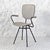 Tubular structure in black lacquered metal, seat, backrest and armrests upholstered in rough plaster in ecru and gray...