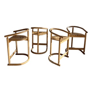 Postmodern Oak Bar Stools by Allmilmö, 1980s, Set of 4 For Sale