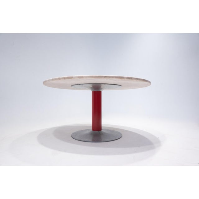 Black Mid-Century Modern Travertine and Metal Dining Table, Italy, 1960s For Sale - Image 8 of 9