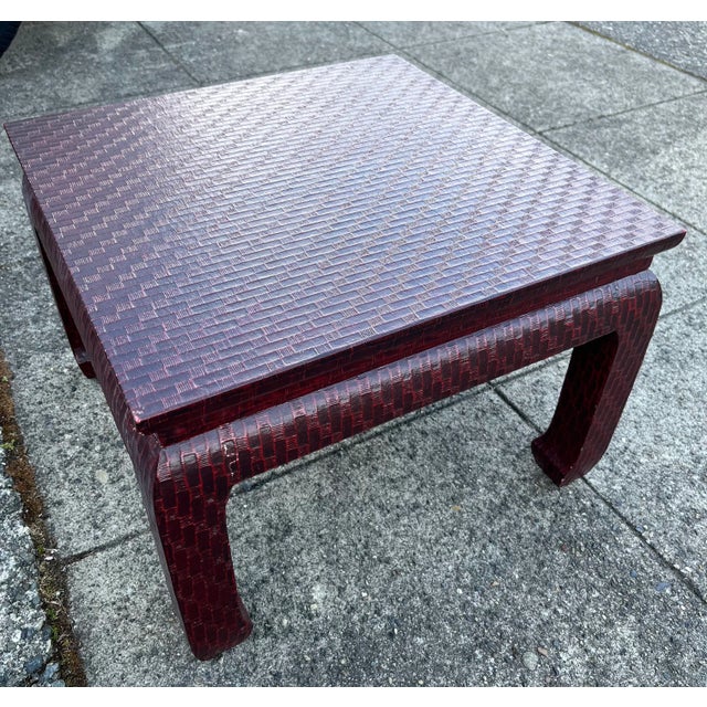 Baker Furniture Company 1970s Grasscloth Side Tables by Baker, a Pair For Sale - Image 4 of 8