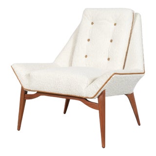 Mid-Century Modern Sculptural Walnut Lounge Chair, 1950s For Sale