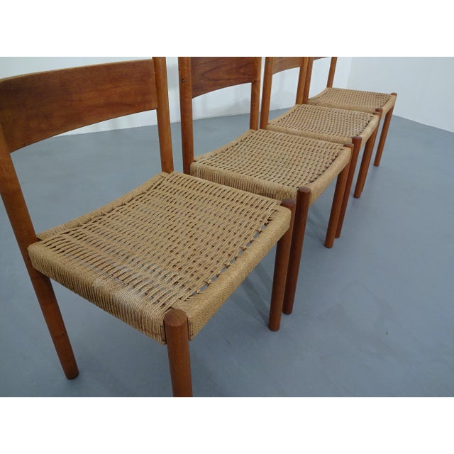 Teak & Papercord Dining Chairs by Poul M. Volther for Frem Røjle, Denmark, 1960s, Set of 4 For Sale - Image 11 of 18