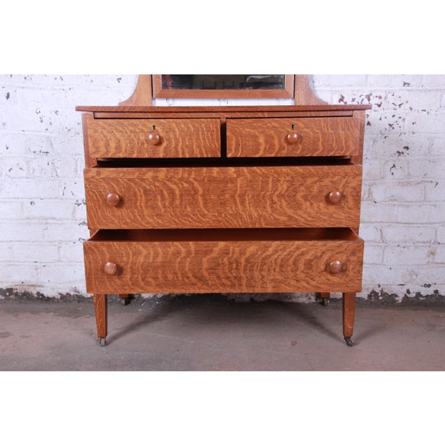 Antique Tiger Oak Dresser With Swing Mirror, Circa 1900 Chairish