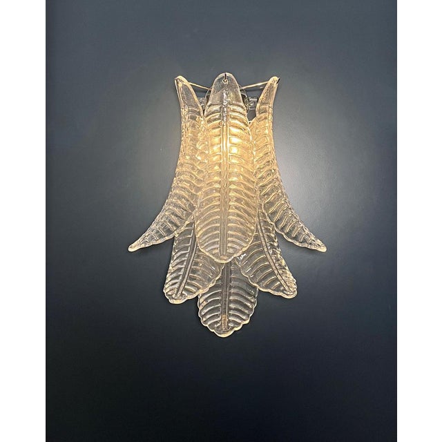 Vintage Murano Trasparent Felci Wall Sconces, 1990s, Set of 2 For Sale - Image 6 of 17