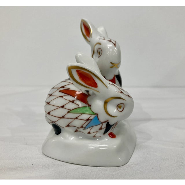 1990s Vintage Hollohaza Rabbits Figurine For Sale - Image 4 of 8