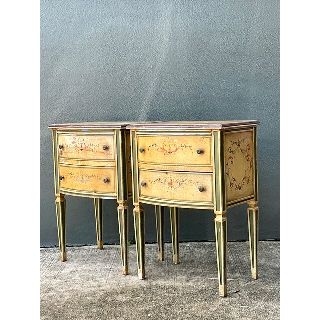Vintage Distressed Hand-Painted Wood Nightstands For Sale - Image 16 of 16