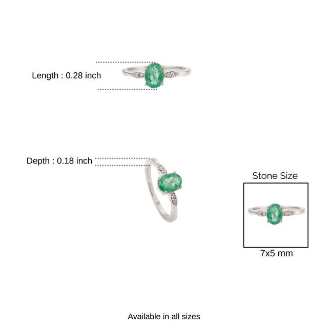 Elegant 0.85 Carat May Birthstone & Diamond Solitaire 925 Silver Ring - Size 7 For Sale - Image 9 of 11