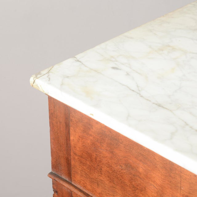 Three-Drawer Walnut Chest of Drawers with White Marble Top, 1800s For Sale - Image 14 of 18