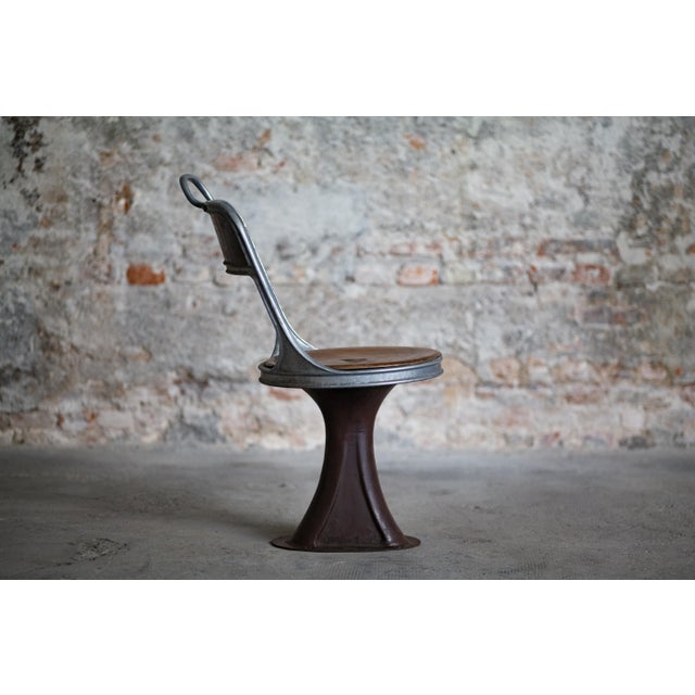 Brown Vintage Industrial Tram Chair, 1940s For Sale - Image 8 of 18