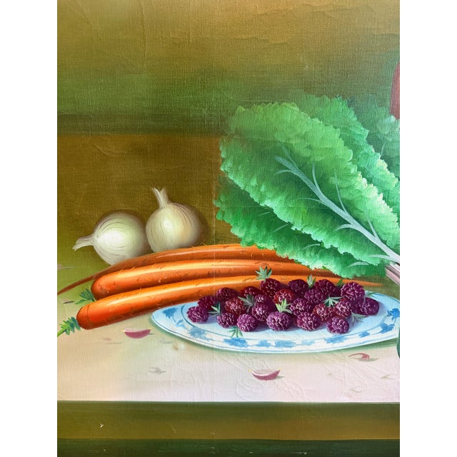 Mid 20th Century Large Still Life Oil Painting of Vegetables For Sale - Image 4 of 7