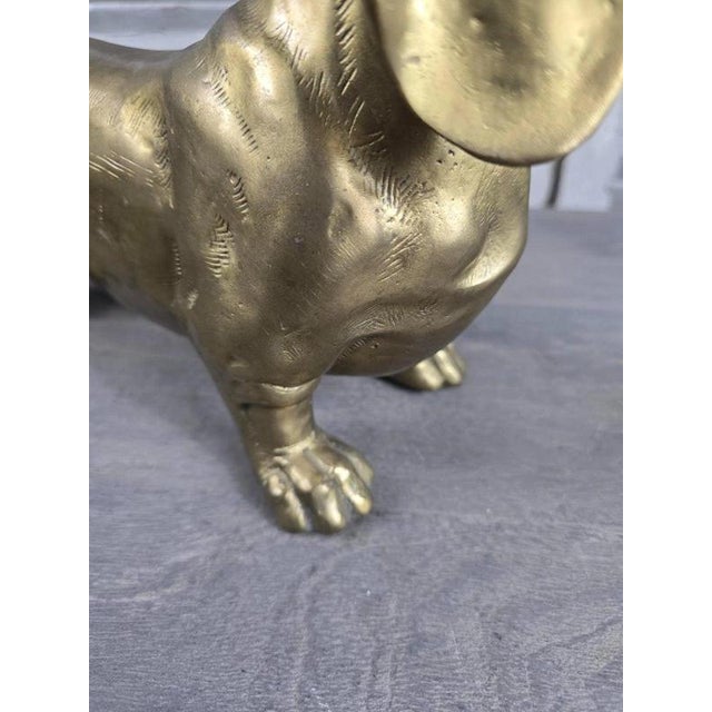 Bronze Dachshund Dog Sculpture with Polished Gold Finish For Sale - Image 12 of 14