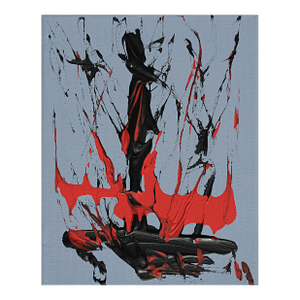 Fire Shaman Original Acrylic Painting Black and Red on Gray