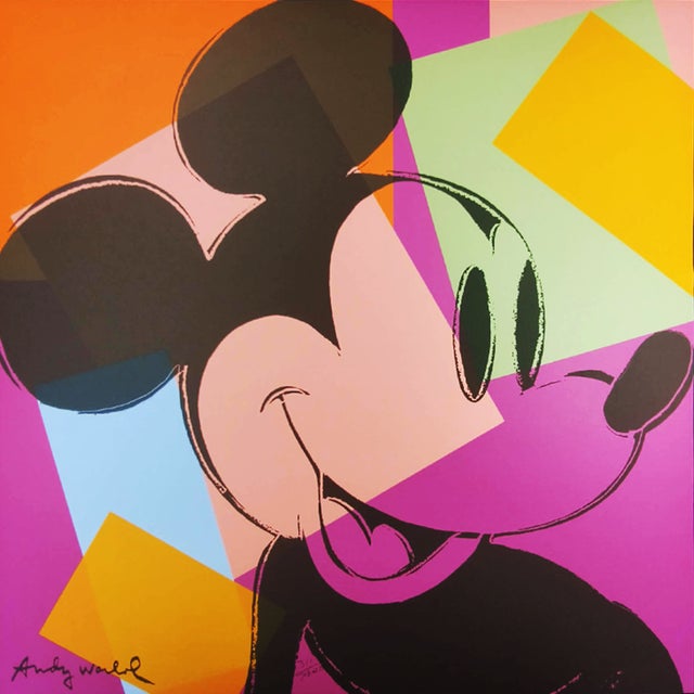 Andy warhol "mickey mouse" limited numbered edition lithograph by cmoa. after license: andy warhol foundation. limited...
