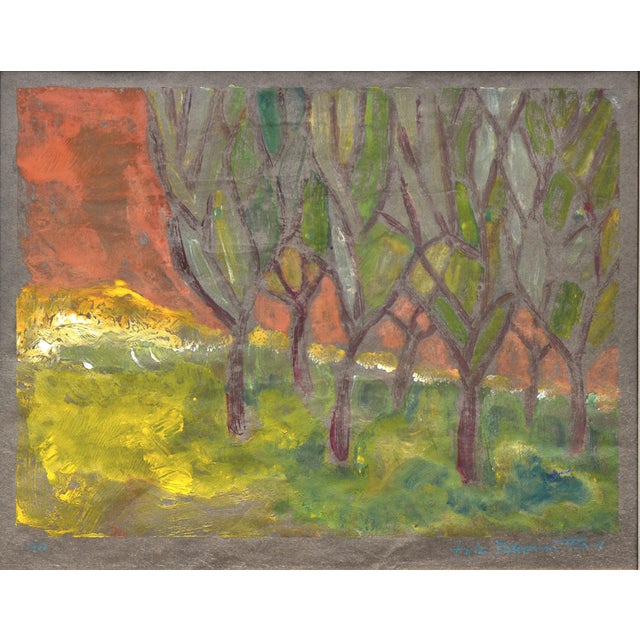 "Edge of the Forest" monotype with additional brush work by Fritz Blumenthal (Germany, 1913-2002). Unframed with mat....