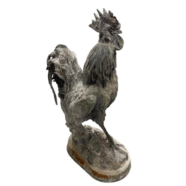 Vintage Cast Iron Country Rooster Garden Statue For Sale - Image 4 of 12