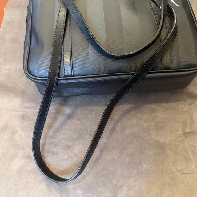 A 2000s Fendi Black Pequin Canvas and Leather Shoulder Bag For Sale - Image 12 of 18