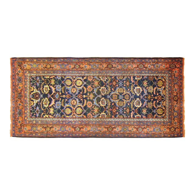 Antique Persian Bidjar Oriental Rug, in Runner Size, with Floral Elements For Sale