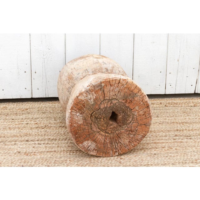 Wood Tall Vintage Teak Ukhali Pot For Sale - Image 7 of 7