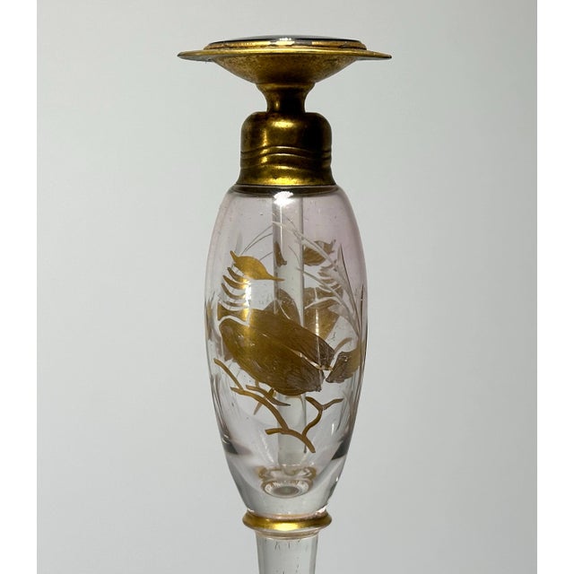 DeVilbiss Art Deco Perfume Bottle: Gold Gilt Floral Etchings, c. 1920s For Sale - Image 6 of 10