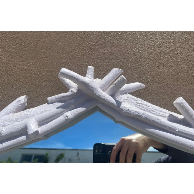 Lavender Rustic Lavender Plaster Faux Bois Tree Branch Frame Mirror For Sale - Image 8 of 10