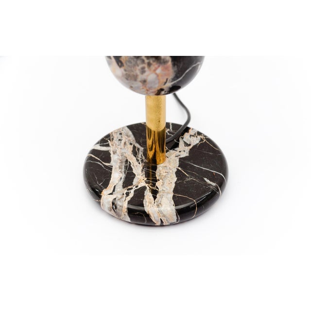 Black Mid-Century Modern Black Marble and Brass Table Lamp, Italy, 1960s For Sale - Image 8 of 9
