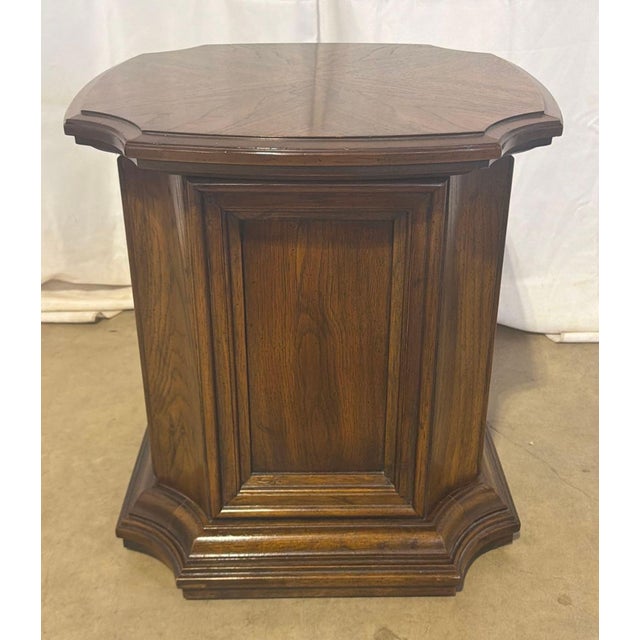 Drexel Vintage Drexel Mediterranean Walnut End Tables With Storage – A Pair For Sale - Image 4 of 11