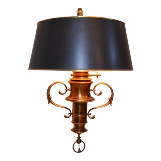 Brass Stiffel Hanging Lamp and Shade For Sale