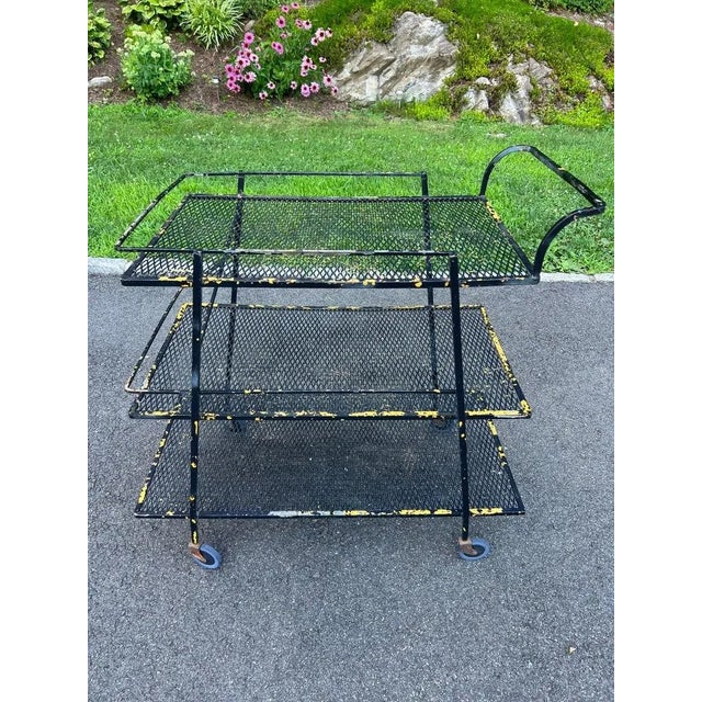 Mid Century Industrial Bar Cart Attributed to Salterini for Woodard. Classic mid century Industrial design. Perfect for...