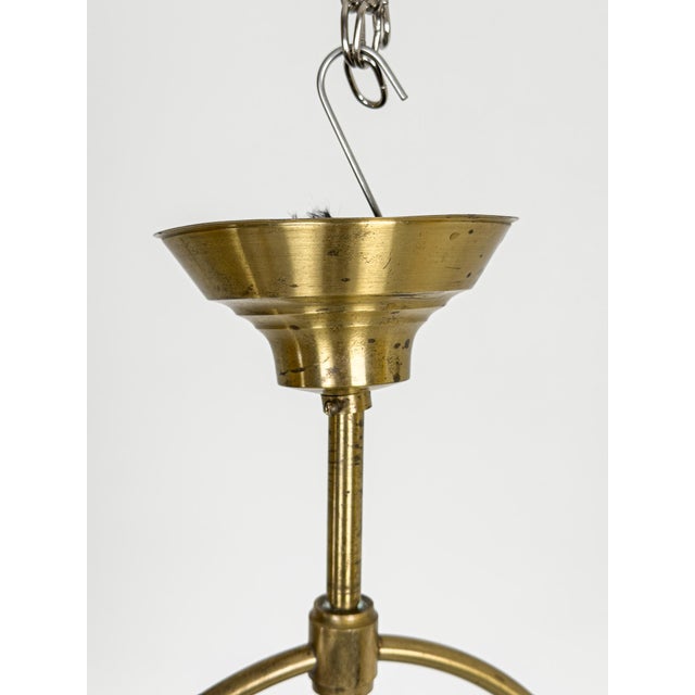 Blue Swedish Grace Pendant Light in Brass and Frosted Glass with Deer Motif, 1940 For Sale - Image 8 of 9