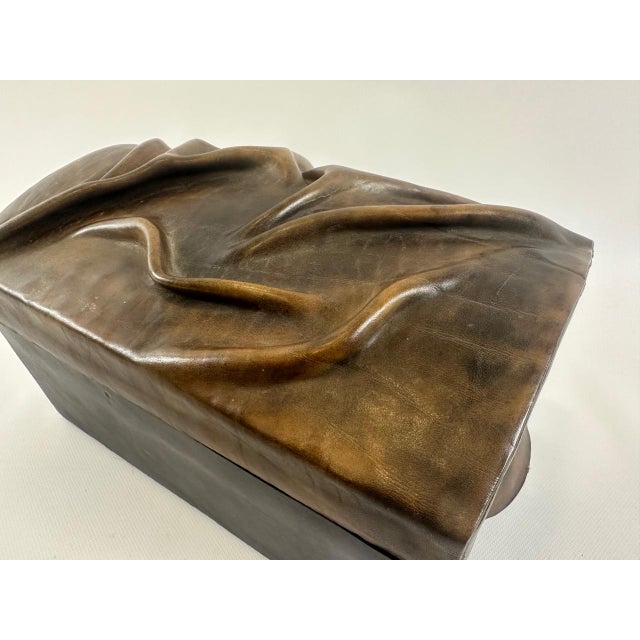 Wood Vintage Hand-Crafted Leather Jewelry Box, 1980s For Sale - Image 7 of 11