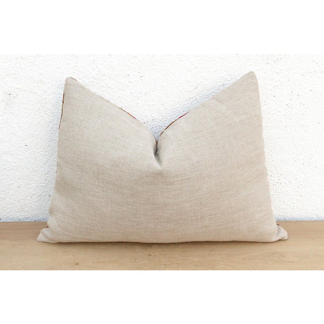 19th Century Faridkot Folk, Antique Phulkari Lumbar Pillow Cover For Sale - Image 5 of 6