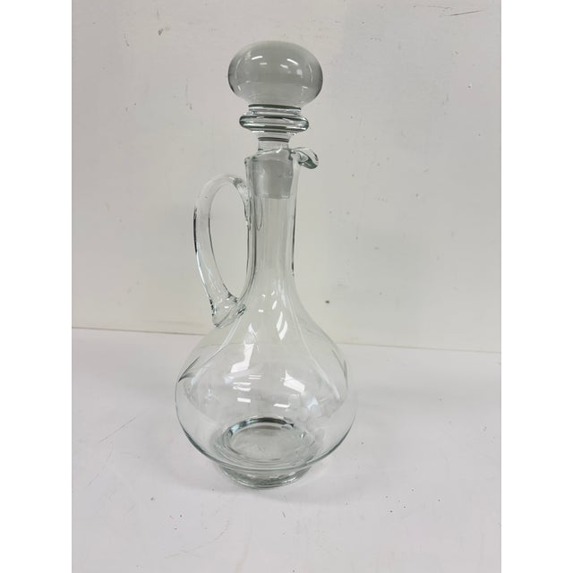Glass Vintage 1980s Etched Crystal Grape Vine Wine Decanter With Handle & Ball Stopper For Sale - Image 7 of 16