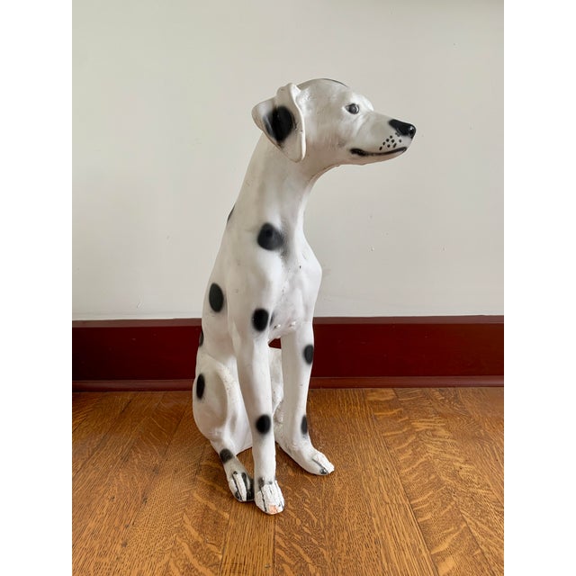 Vintage Chalkware Life Size Dalmatian Statue For Sale - Image 4 of 13