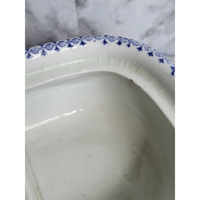 Blue Antique F&b Thorn Blue & White Ceramic Toothbrush Box For Sale - Image 8 of 11