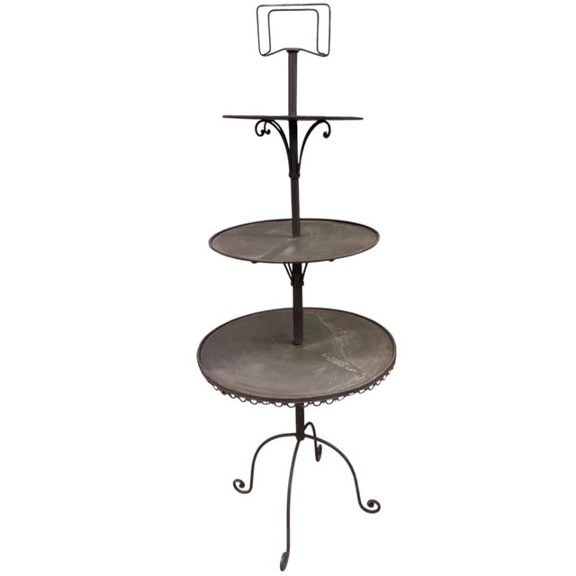 2000 - 2009 Vintage 3-Tier Dark Bronze Metal Plant Stand & Tiered Display Tower For Sale - Image 5 of 12