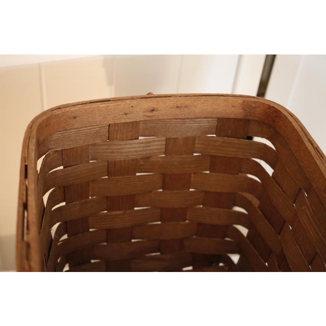 Wood Antique White Oak Large Gathering Basket Handcrafted in Vermont by Basketville For Sale - Image 7 of 12