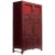 Red Lacquer Cabinet With Multiple Carved Doors From China, Mid-19th Century For Sale