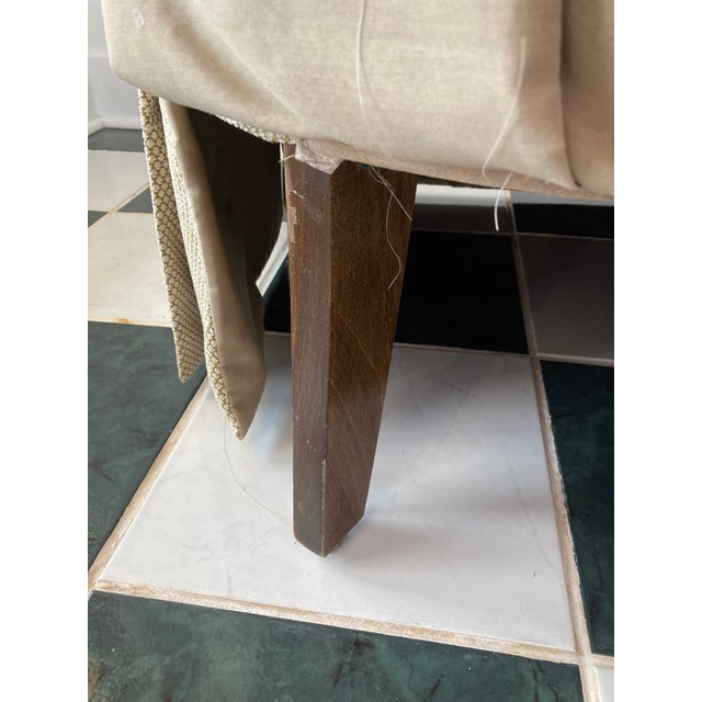 Wood Custom Wilson Bell Rolled Armed Club Chairs For Sale - Image 7 of 7